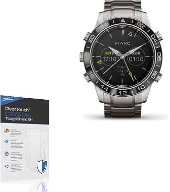 BoxWave Screen Protector Compatible With Garmin MARQ Aviator - ClearTouch Crystal ToughShield 9H 2-Pack, Clear 9H Tough Flexible Film Screen Protector