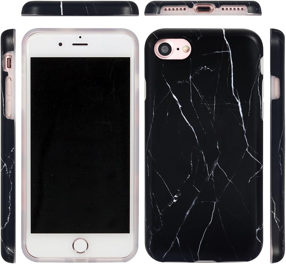 GOLINK iPhone 7 Case/iPhone 8 Case, Slim-Fit Anti-Scratch Shock Proof Anti-Finger Print Flexible TPU Gel Case for iPhone 7/iPhone 8 - Black Marble I