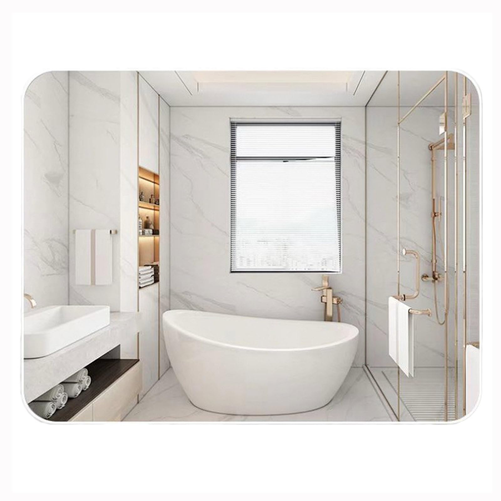 FGXHHS Shower Mirror Rounded Rectangle HD Reflection with Horizontal or Vertical Hanging for Living Room Bedroom Bathroom Entryway Hallway(White,70x90cm)