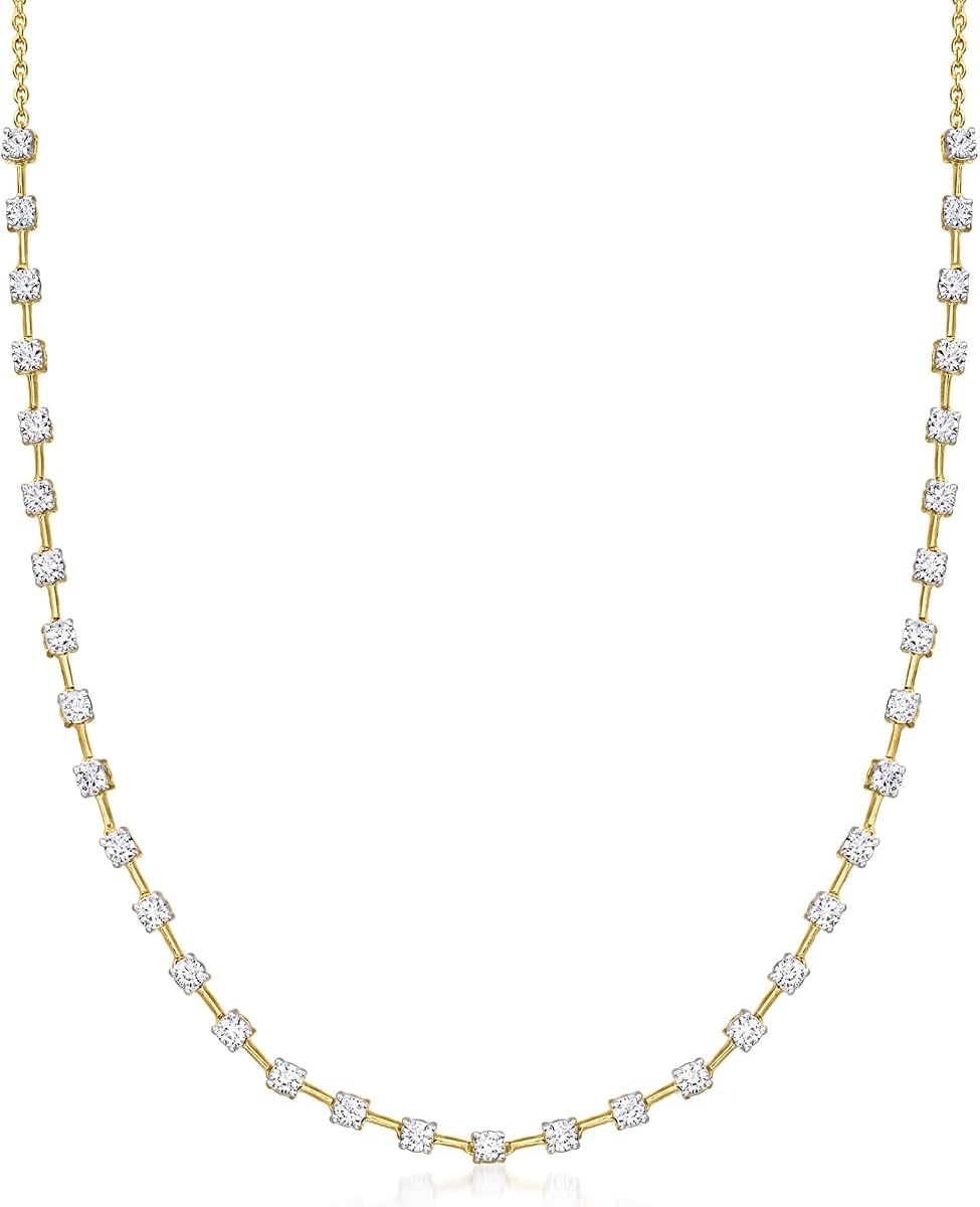 3,00 quilates. dos Collar de diamantes cultivados en laboratorio en oro de 18 quilates sobre plata de ley