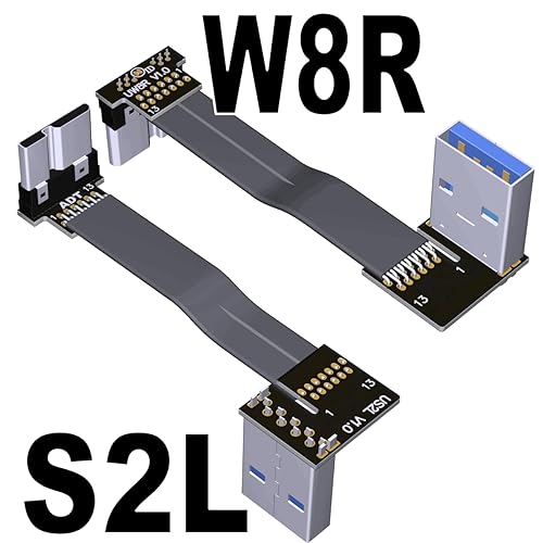 Miniatura 10 de ADT-Link - Cable plano USB 3.0 tipo A macho a Micro-B macho, blindaje EMI, FPC USB 3.0 Micro B conector de ángulo de 90 grados hacia arriba hacia