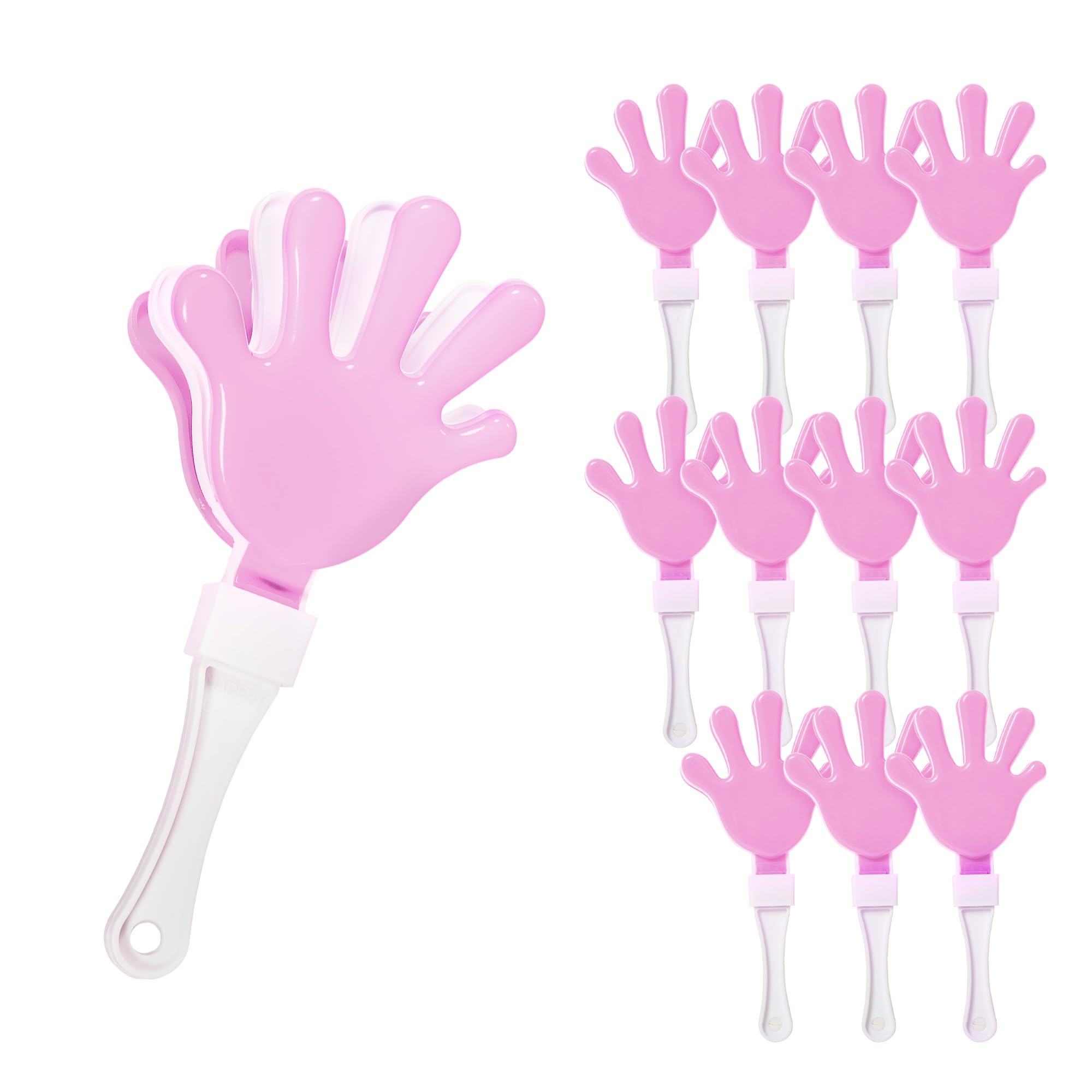 Windy City Novelties 12-Pack 7” Mini Hand Clappers – Loud Plastic Noisemakers for Sports Games, Pep Rallies, Tailgates, and Team Spirit Events - Pink/