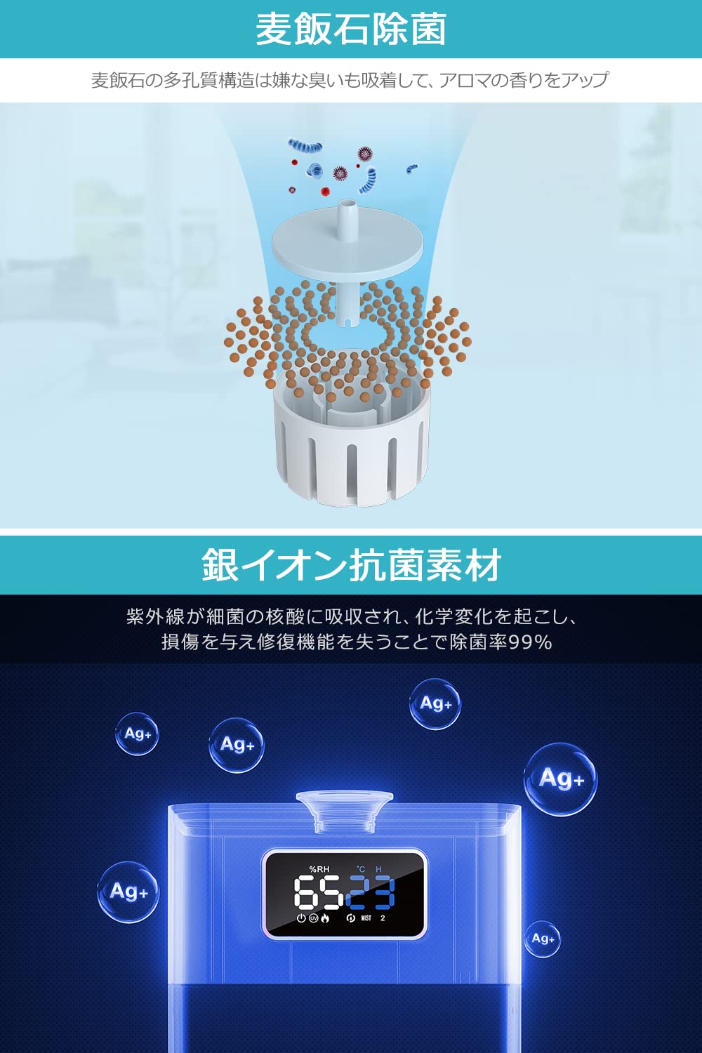加湿器 大容量 7L ハイブリッド式 空気清浄機加湿器 超音波加湿器