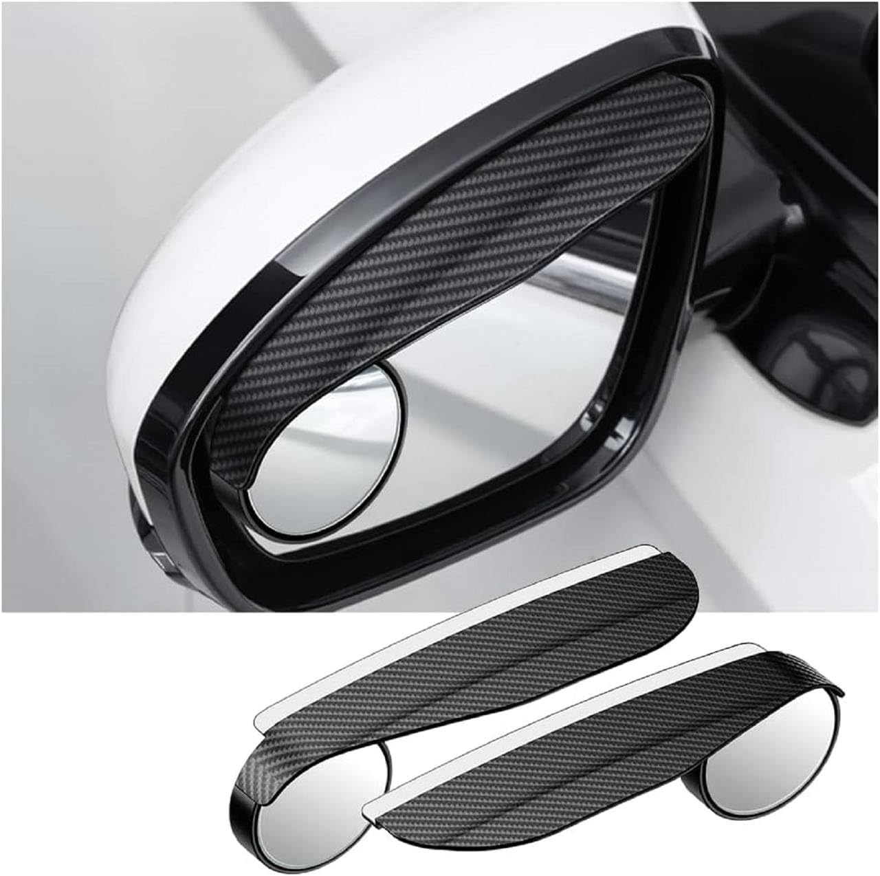 2 in 1Car Blind Spot Mirror with Rain Visor, HD Convex Wide Angle Rear View Mirror, Anti Rain Side Mirror Rain Guard, Universal 360° Adjustable Blind Spot Mirror for Cars, SUVs & Trucks (2 Pcs)