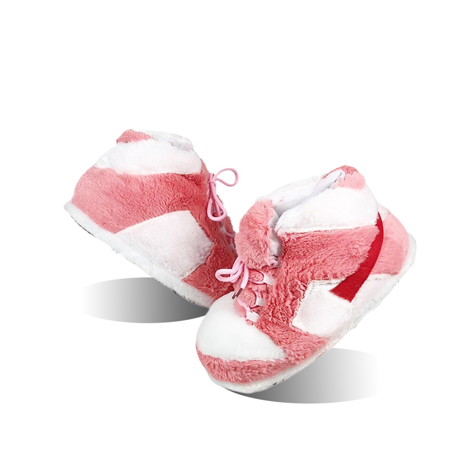 MOLERFO Sneaker Slippers Non Slip Sole Indoor House Plush Slippers Unisex Indoor Floor Cotton Shoes (Pink,5.5,12)