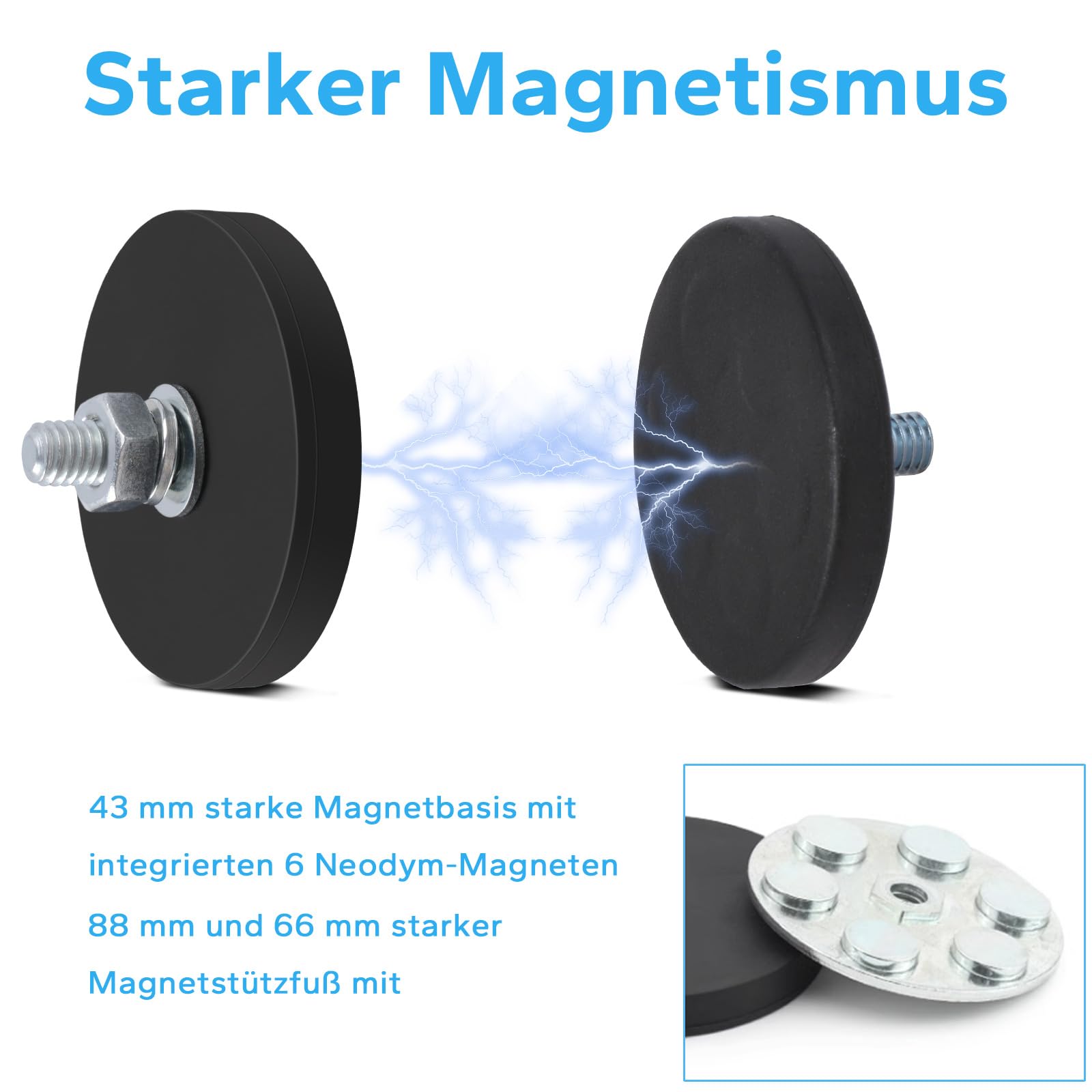 Stoere magneethaak met rubber – hoge schuifkracht