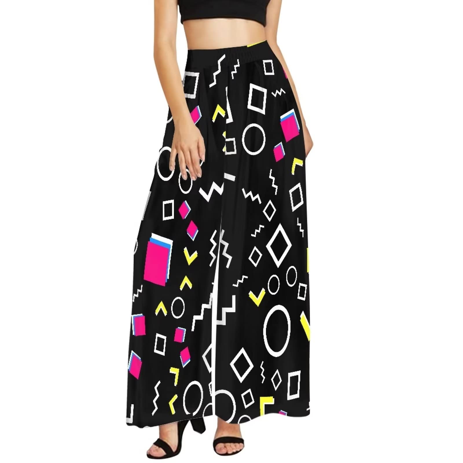 Pantalon large taille XXXXXL extensible avec imprimé graphique retro 80S - 5