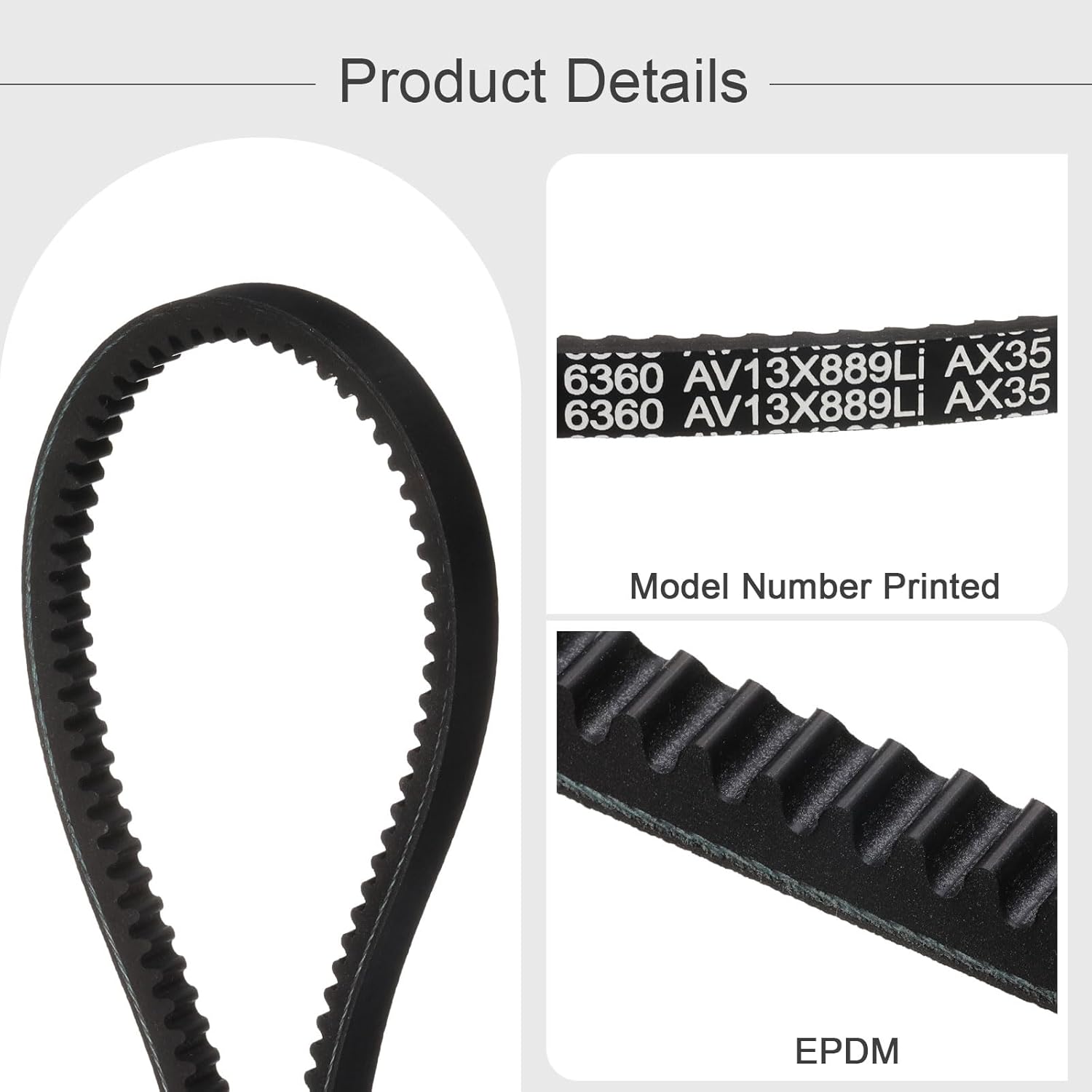 uxcell 3 Pcs AX35 EPDM V-Belt, Raw Edge Cogged Industrial Rubber V Belt 1/2" Width x 35" Inside Circumference