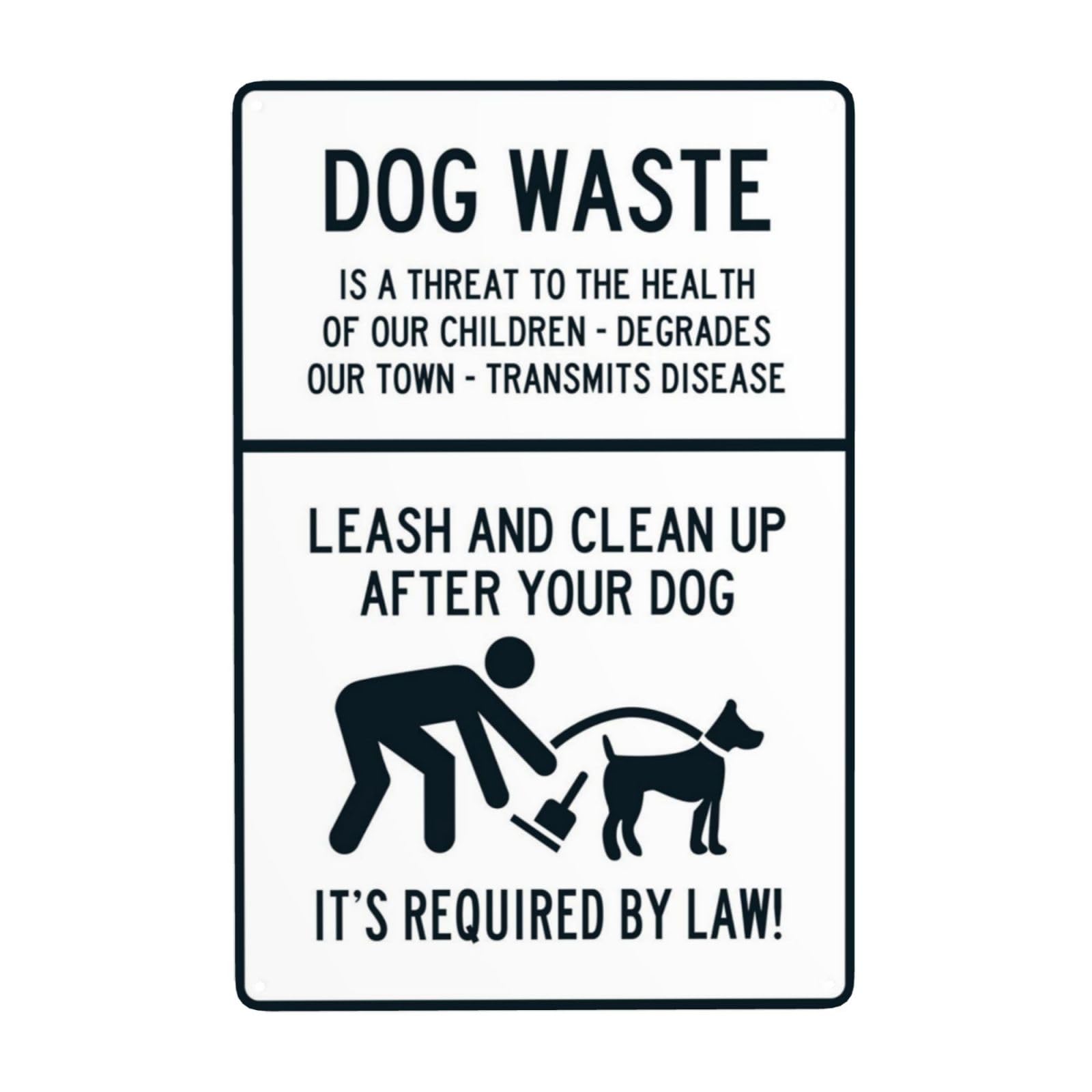 Leash And Clean Up After Your Dog Vintage Metal Pet Rule Warning Sign 12x8 Inch