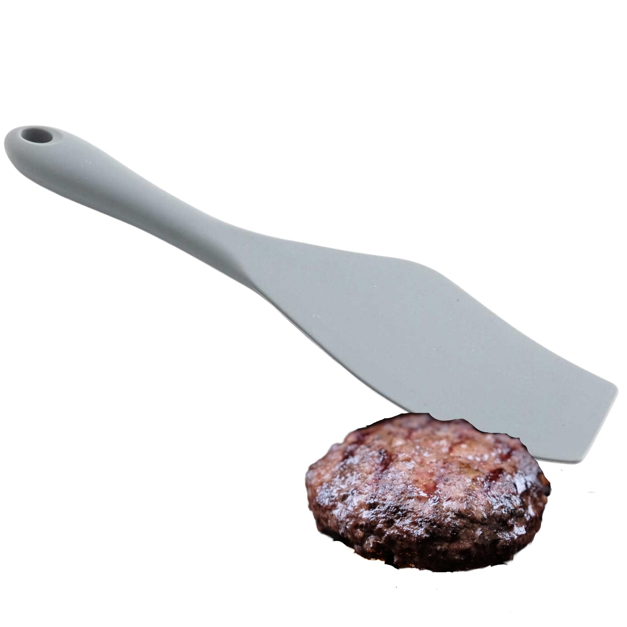 Tablecraft11837 Angled Silicone Spatula Spurtle, Heat Resistant to 400°F, Scratch Resistant, BPA Free, NSF Certified, One-Piece, Ideal for Chefs, Cafes, Foodservice, 10.3", Gray