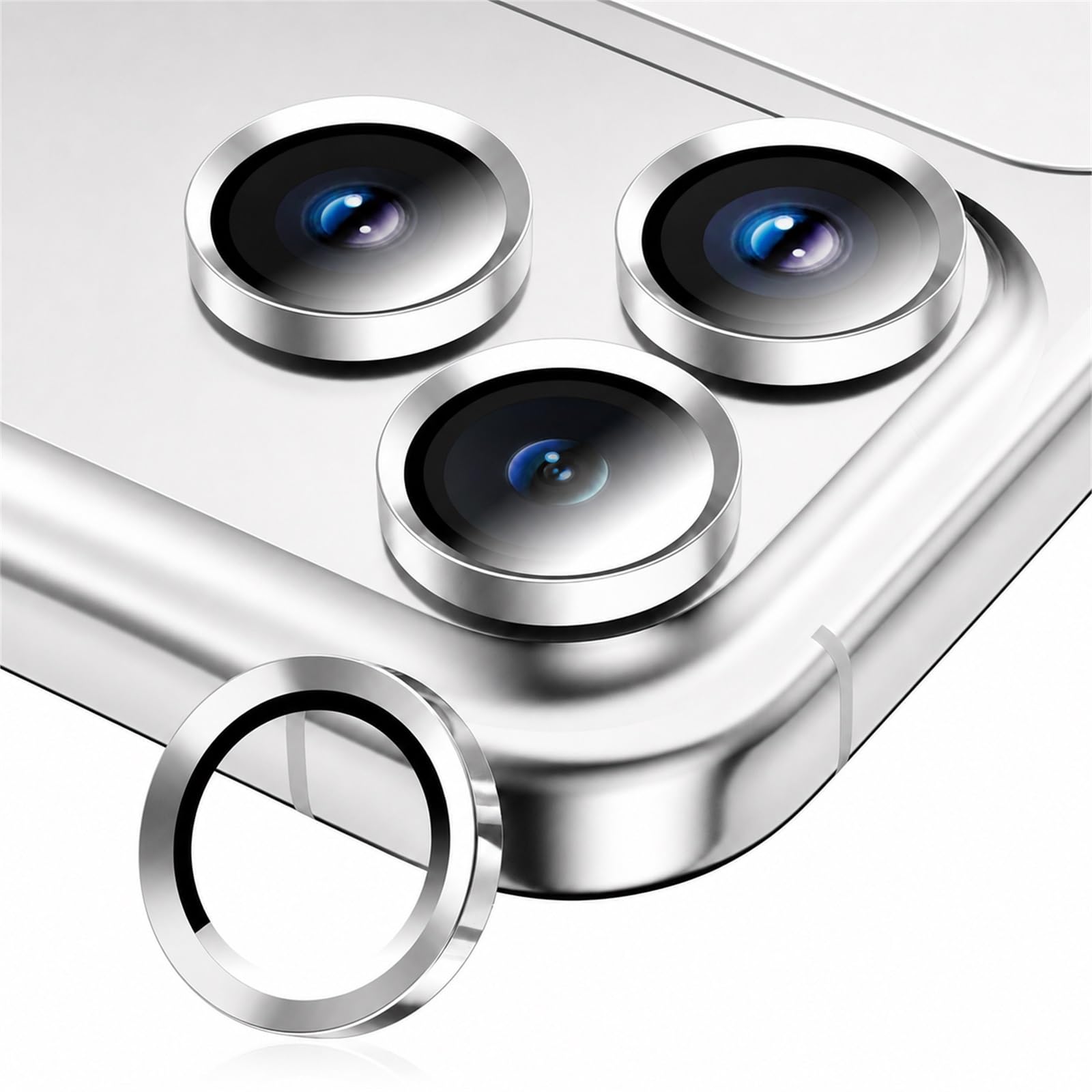 Camera Lens Protector for iPhone 17 Pro Max/17 Pro- Silver | 9H Tempered Glass, Metal Individual Camera Cover, Accessories, Anti-drop, Case Friendly, HD Clear, Anti-Scratch
