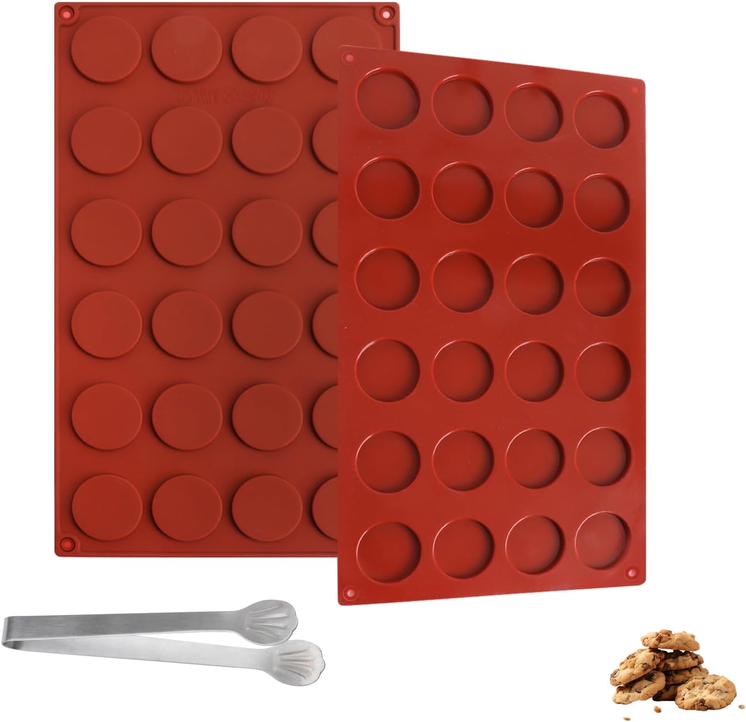 Silikonowa forma do pieczenia, zestaw 24 szt. – nieprzywierająca florencka forma do pieczenia i forma do czekolady – 2 sztuki mini foremek do ciasta, okrągłe, z 48 zagłębieniami – zestaw foremek do