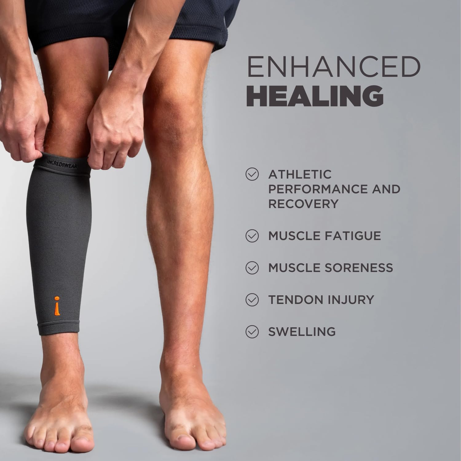 Incrediwear Inc Calf Sleeve, Unisex, Charcoal, Small