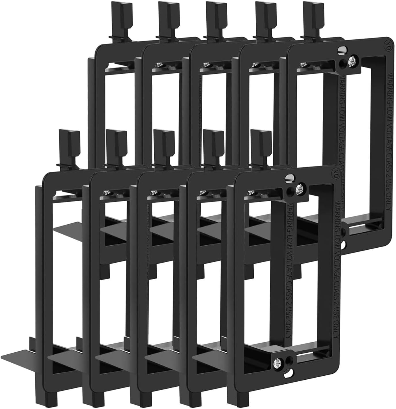 TNP Low Voltage Mounting Bracket - 10 Pack, 1 Gang Low Voltage Box for Single Wall Plate, Old Work Drywall Gang Box, Telephone Wires, Network Cables, HDMI Coax Speaker Cable Mounting Frame, Black