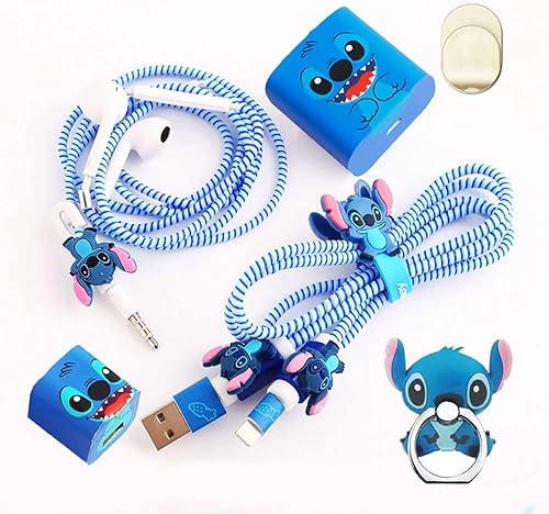 Miniatura 1 de ZOSTLAND Protectores de bricolaje, anillo de teléfono azul ET de 5 W y 18 W, cargador USB, cable de datos, protector de cable para auriculares,