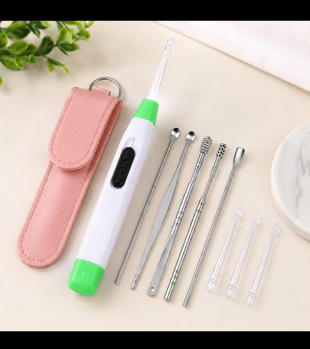 ear wax cleaner kit with led light, stainless steel ear pick tools, portable set with carrying case(multicolor) | with led