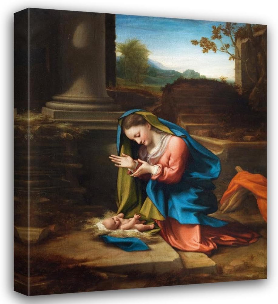 ArtDirect Adoration of the Christ Child (1518-1520) 16x19 UnFramed Museum Art Print Poster Ready for Framing by Correggio (Italian, 1489-1534)