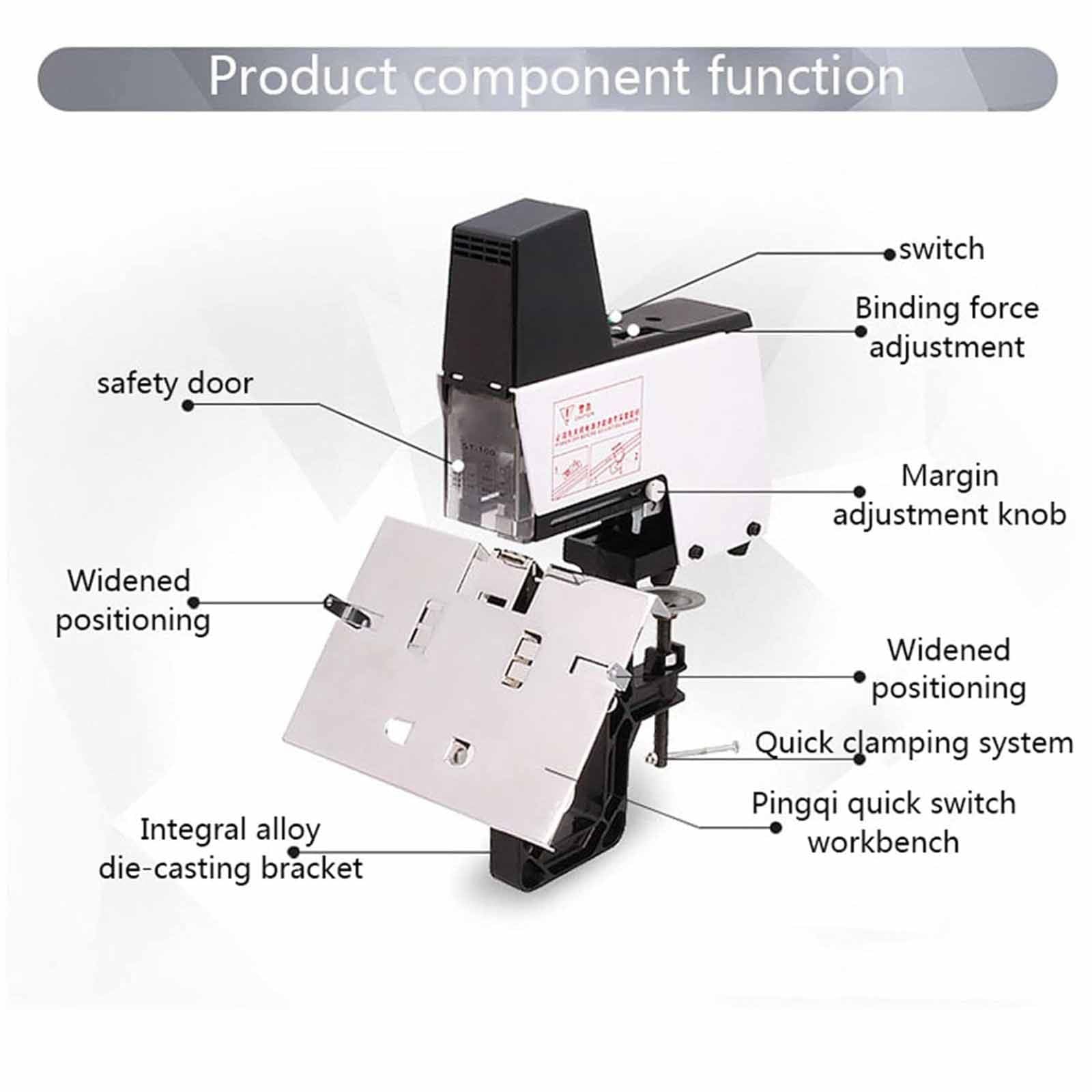 Elektrischer Hefter Mit Pedal, A3-Hochleistungs-Desktop-Hefter, Flachnadel/Sattelnadel, Zwei Modi, Bindestärke 40 Blatt, Für Fabrikbüro Und Zuhause,B