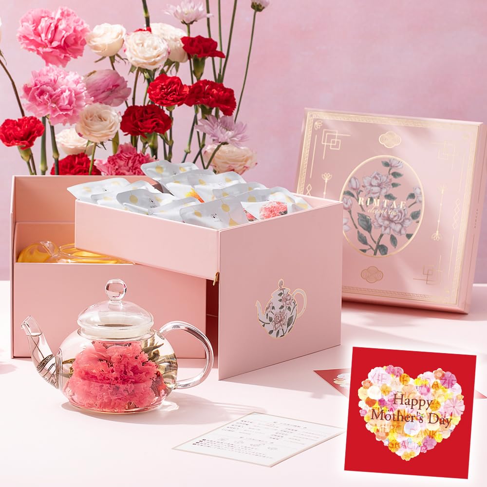 【公式】リムテー 母の日 ギフト カーネーション 工芸茶 花咲くお茶 花茶10種…