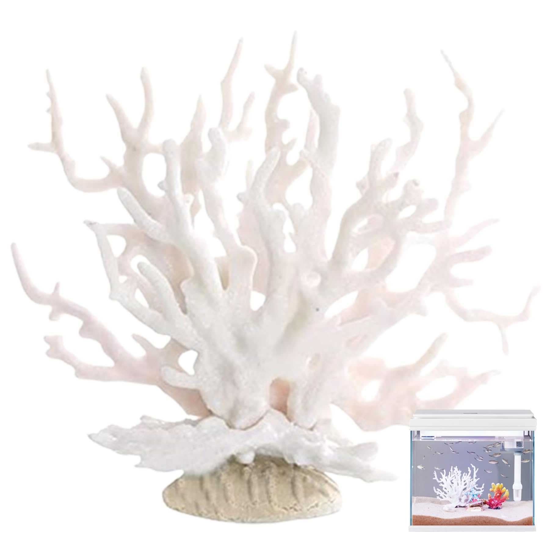 Ornamento de Coral, 6.7x2.6 '' Arrecife de Coral Realista Artificial, Adorno de Coral Falso, Escultura Decorativa de Coral, decoración de Plantas Marinas para acuarios, Peces (Blancos)
