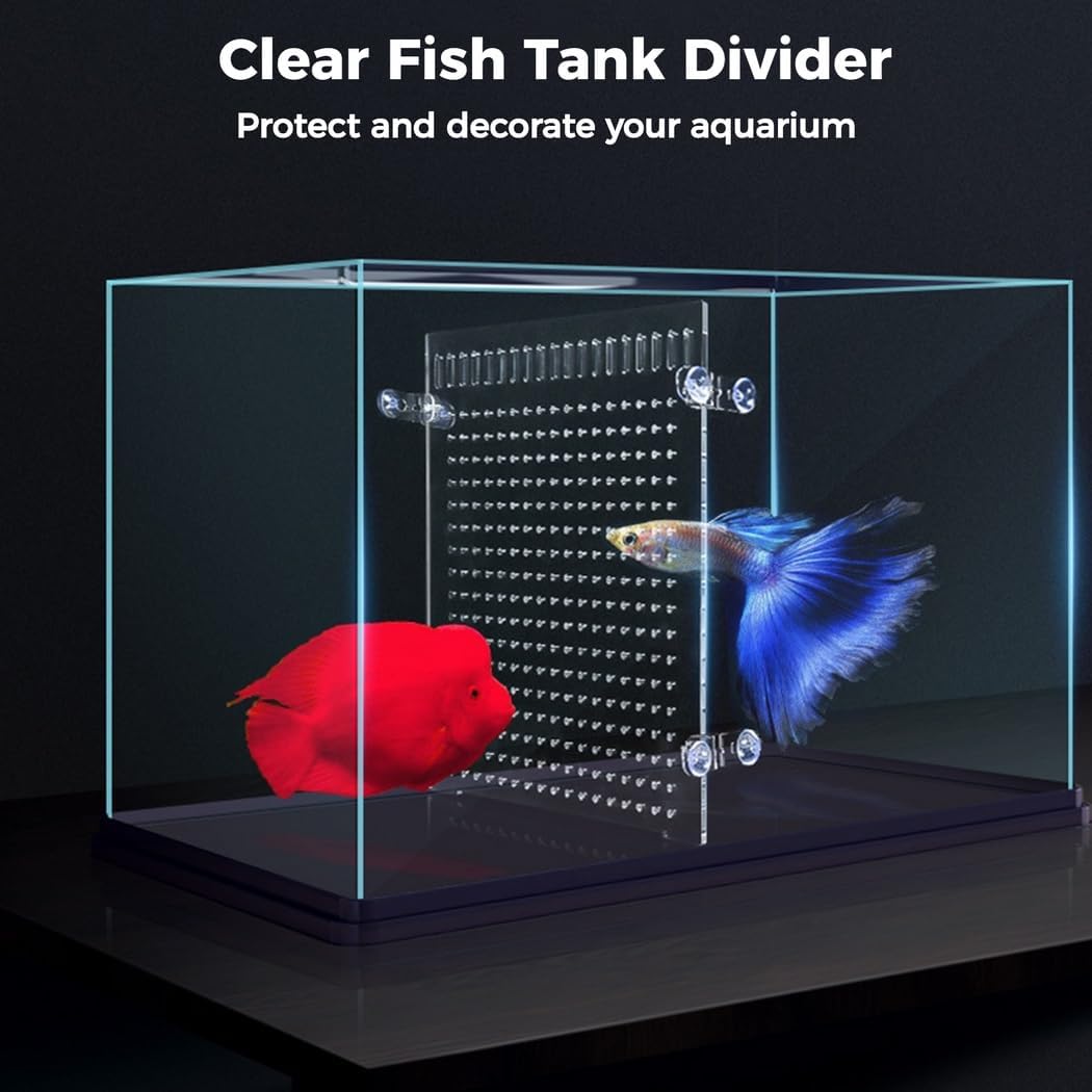 Fish Tank Dividers, Two Pieces, Suction Cups Included, DIY Acrylic Isolation Divider Board, Install and Assemble Easily, Clear, Designed for Aquarium, 15.74" X 11.81"
