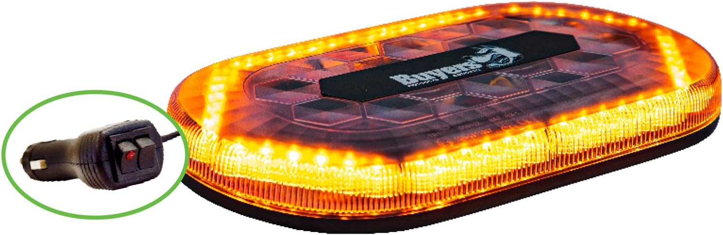 Buyers Products 8891170 Amber LED Mini Light Bar, Permanent or Magnetic Mount, 15' Lead with On/Off Switch, Emergency Lights for Vehicles, LED Strobe Lights for Trucks