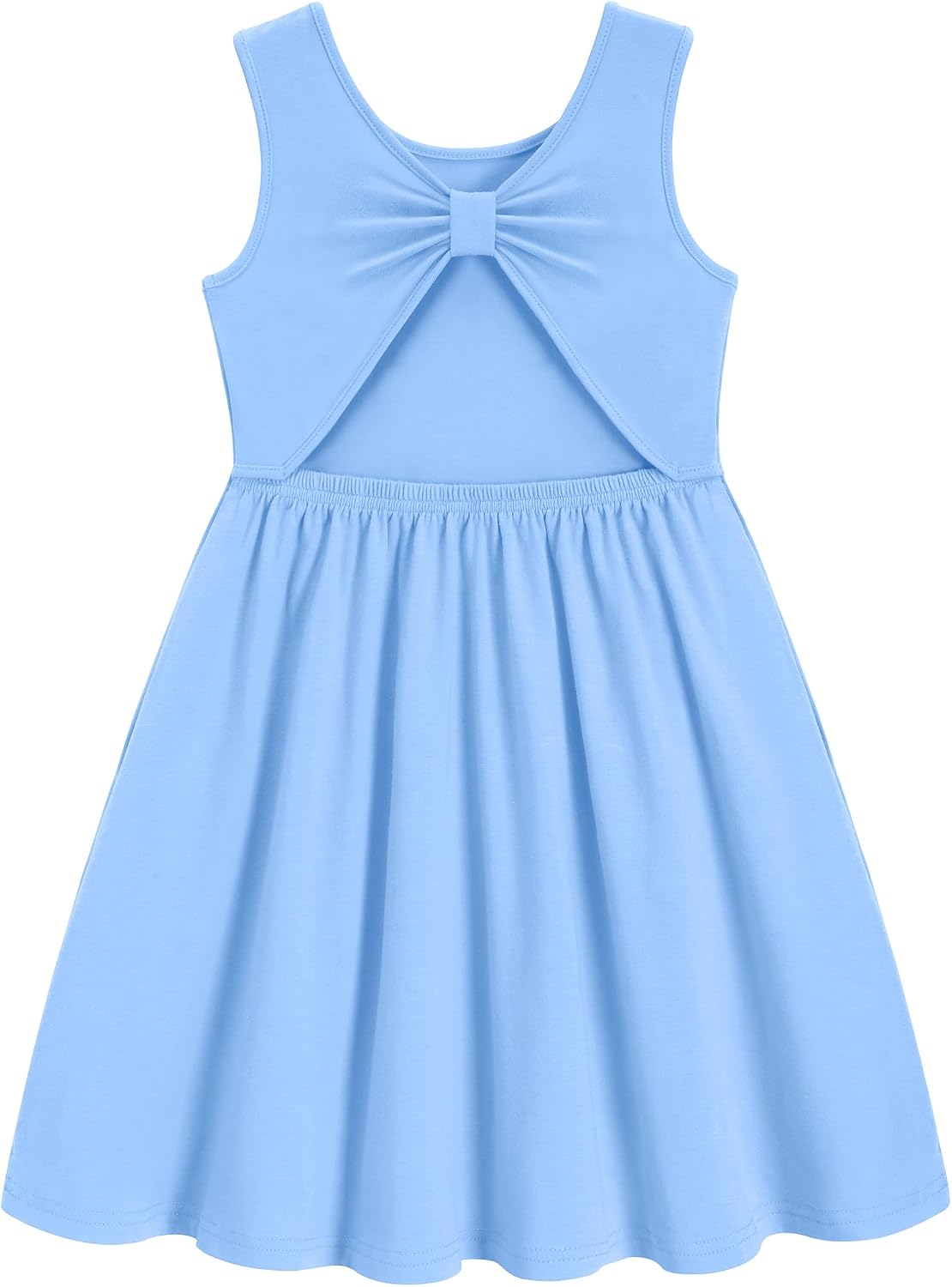 Arshiner Toddler Girls Summer Dresses Back Bowknot Cotton Dress with Pocket