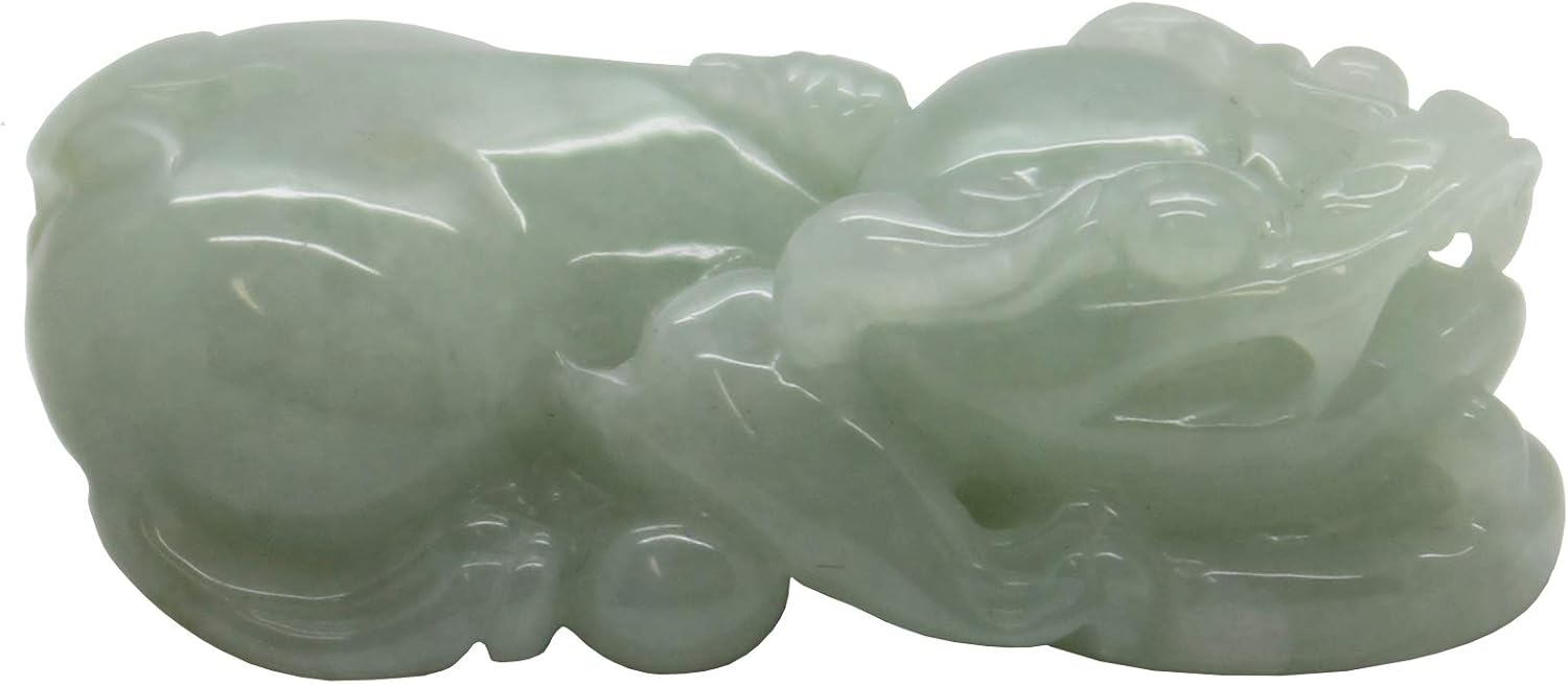 Chinese Hand Carved Natural Green Jade Feng Shui Lucky Pixiu Figure Pendant