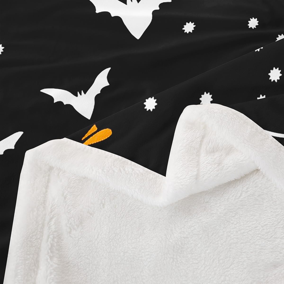 Erosebridal Halloween Throw Blanket, 50"x60", Black, Cartoon Pattern, Microfiber Polyester/Sherpa Blend, Reversible, Soft and Warm, Perfect for Camping, Travel, Reading, Napping