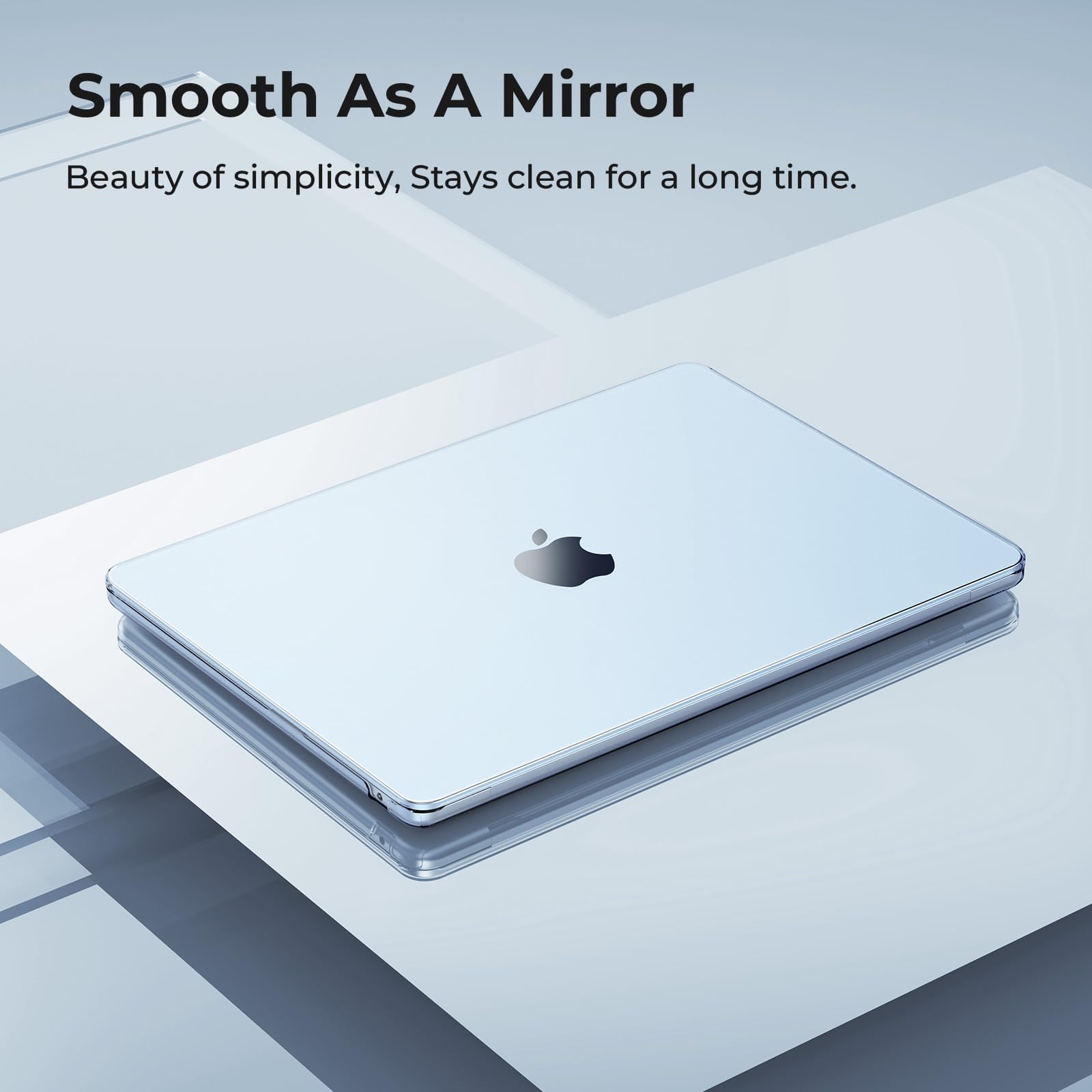 EooCoo Cover Compatibile con MacBook Air 15 M4 M3 M2 2025 2024 2023 A3241 A3114 A2941 con Display Liquid Retina 15.3'' Pollici, Plastica Rigide Protection Custodia Liscia - Cristallo Celeste