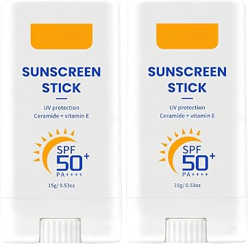 2PCS Sunscreen Stick SPF 50+,SPF 50 Sunscreen for Face,Invisible Sun Stick for Face & Body,Water Resistant,Daily Use Waterproof Sun Block,Moisturizing Sun Cream,Day Cream Spf,Daily Use Sunscreen Stick