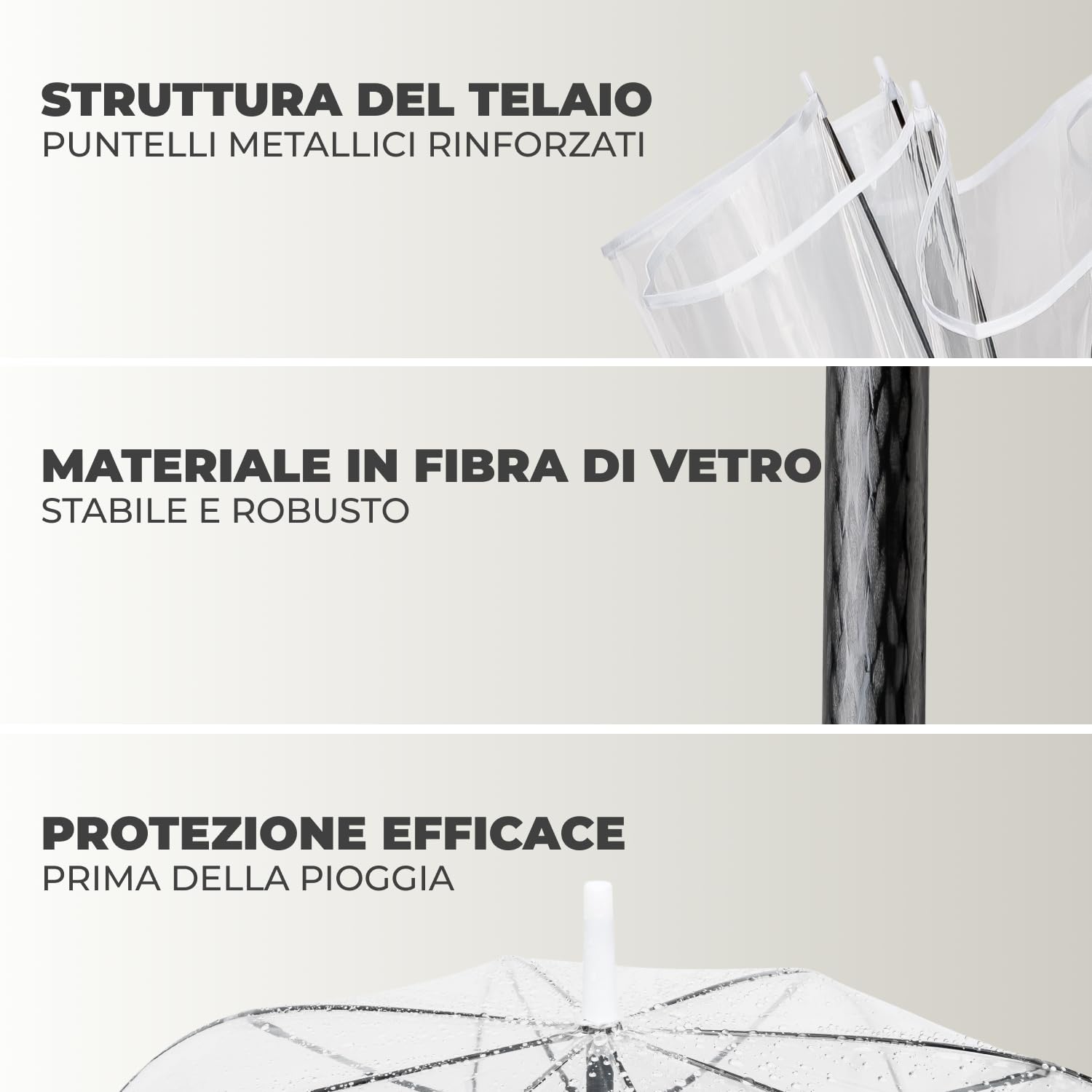 LOGAN & BARNES Ombrello da matrimonio trasparente con manico di alta qualità in vero legno Ø120 cm – Elegante grande ombrello per 2 persone, trasparente XXL – Modello CARDIFF