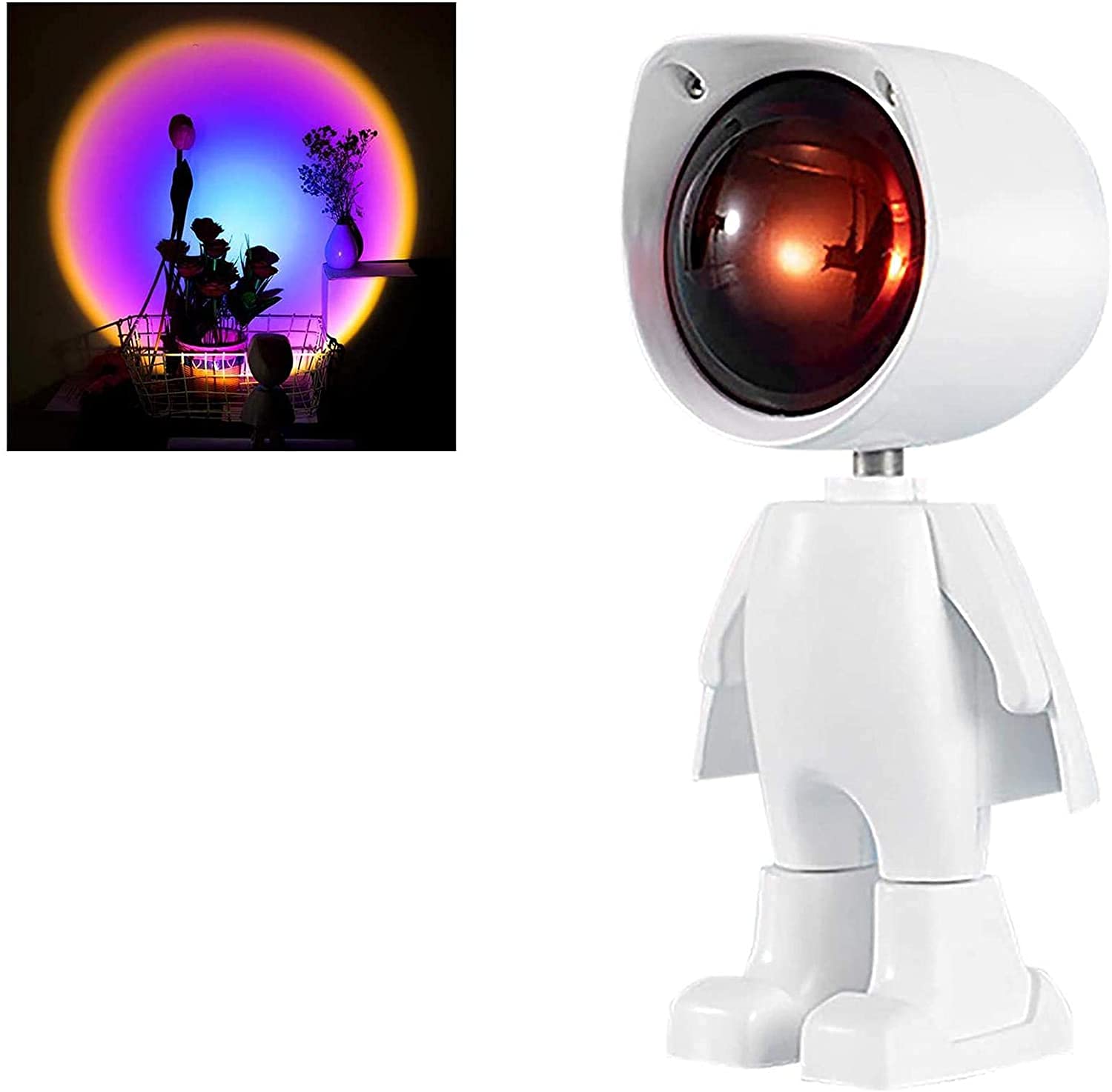 Sunset Projection LED Light Robot Figure Lamp Projector Rainbow Atmosphere Lamp Modern LED Floor Light Night Light for Living Room Creative Personality Background Wall Decoration Projector Lamp