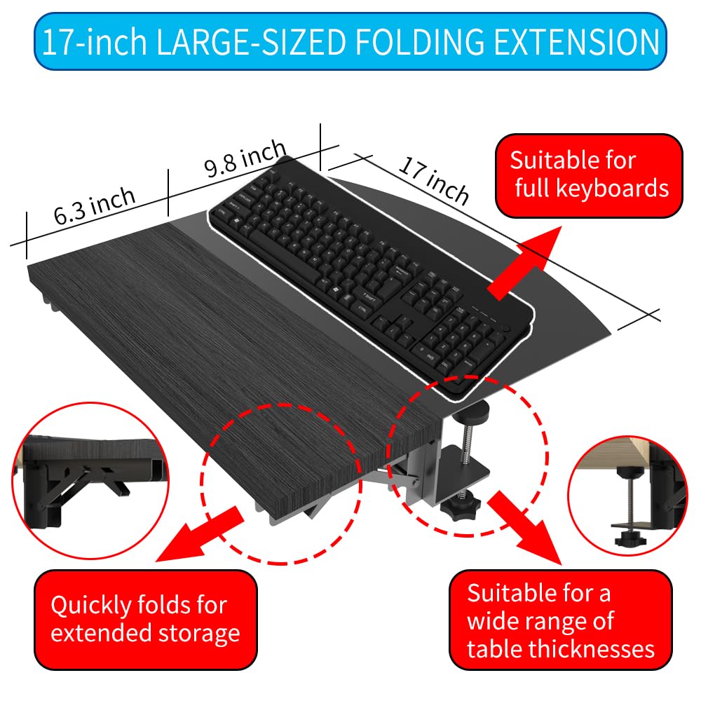 Plaque Extension Bureau D'angle à Clipser - Support L Pour Agrandir L'espace De Travail - Noir, 43,2 X 25,4 Cm