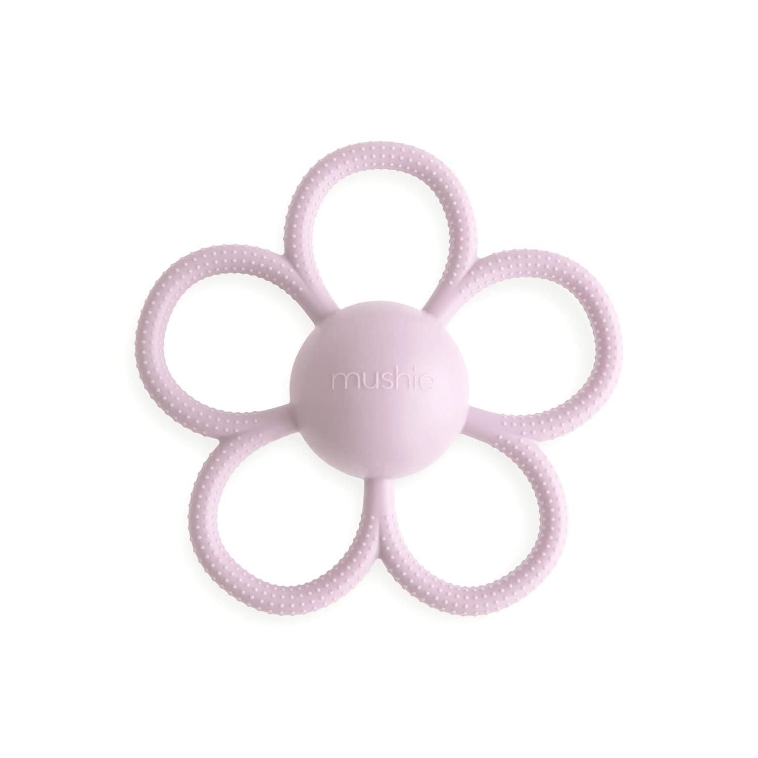 mushie Silicone Baby Daisy Rattle Teether Toy (Soft Lilac)