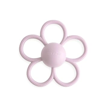 mushie Silicone Baby Daisy Rattle Teether Toy Soft Lilac