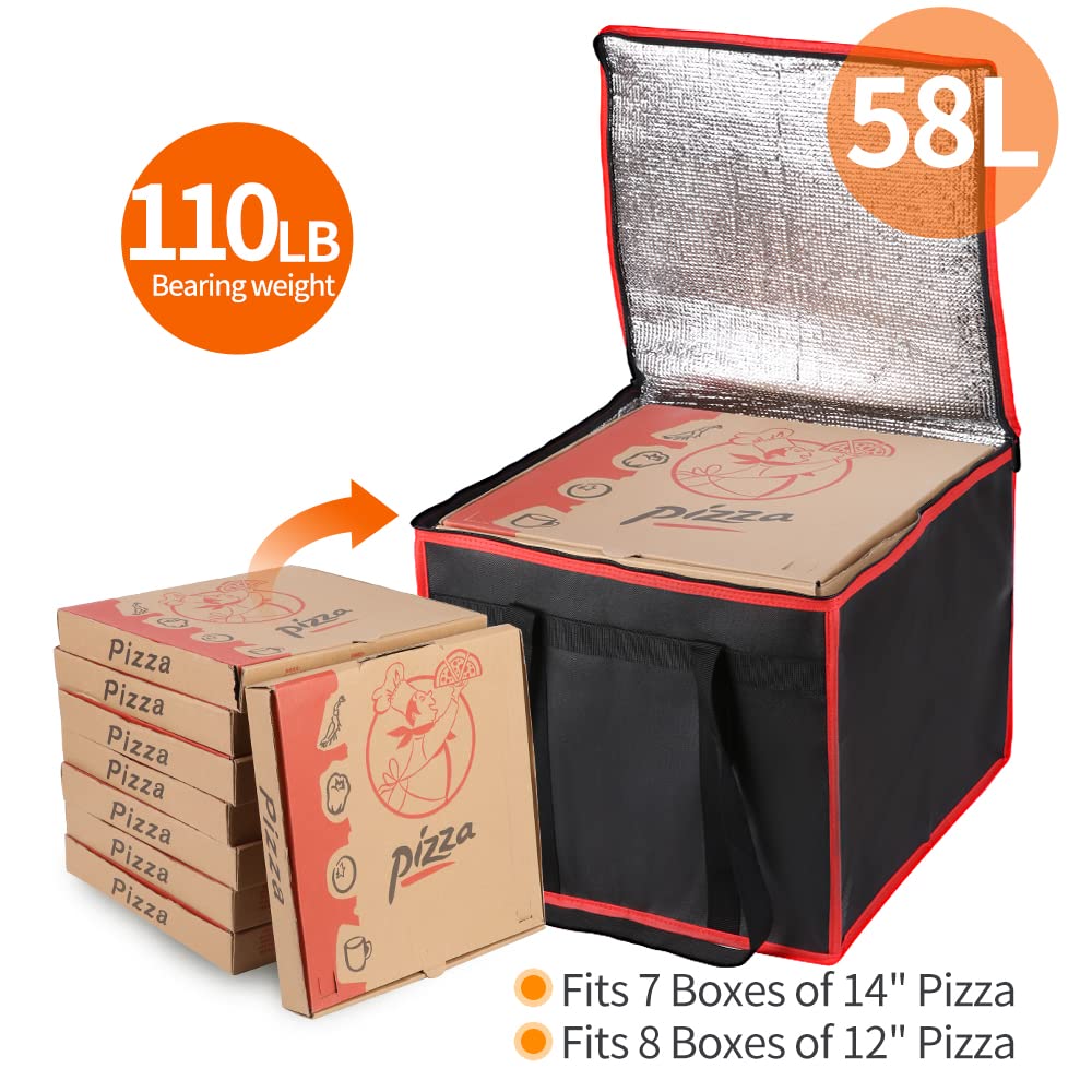 Bodaon Insulated Pizza Delivery Bag - 20x20x14 Inch Pizza Warmer For DoorDash, Parties, Catering - View #3