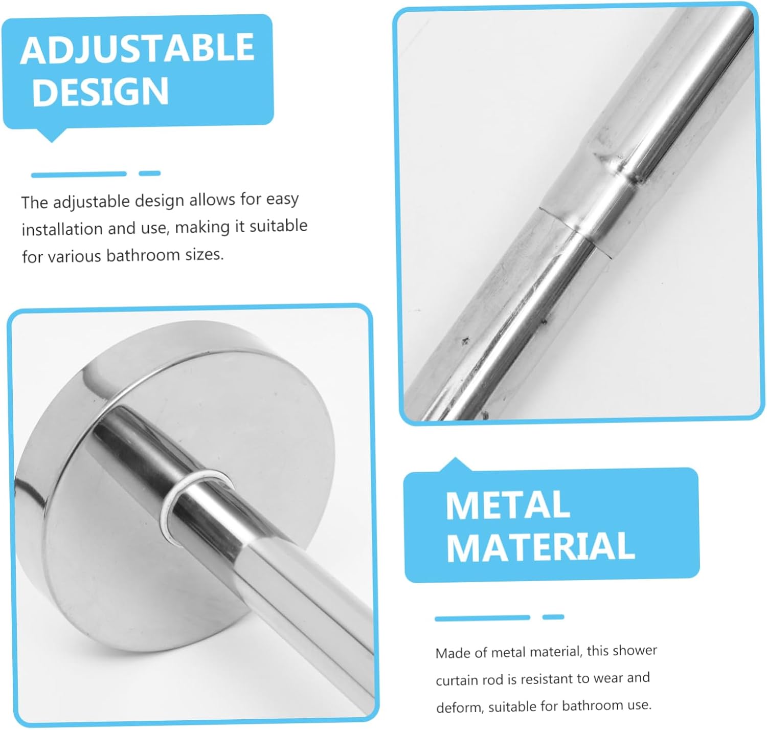 3pcs Curved Shower Curtain Rod Shaped Design for Space Saving Bathroom Rustproof and Easy to Install Fits No Drilling Required