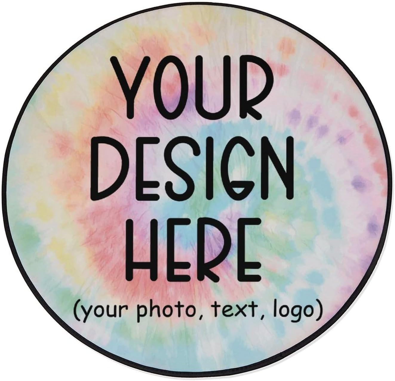 Custom Round Area Rugs with Logo, Picture, Image, Name, Text Customized Flannel Washable Floor Mats Personalized Halloween Thanksgiving Christmas Circle Rugs for Living Room Nursery Bedroom 36"