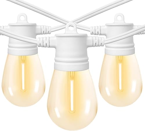 SUNTHIN Guirnalda de luces blancas, 192 pies (paquete de 2 unidades de 96 pies), luces blancas para exteriores con bombillas LED inastillables para