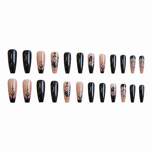 Miniatura 9 de MISUD Uñas postizas largas a presión tipo ataúd, uñas postizas de bailarina, uñas adhesivas brillantes, uñas acrílicas blancas con punta francesa