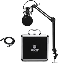 AKG P420 Condenser Microphone with Knox Studio Stand, Pop Filter and XLR Cable Bundle - coolthings.us