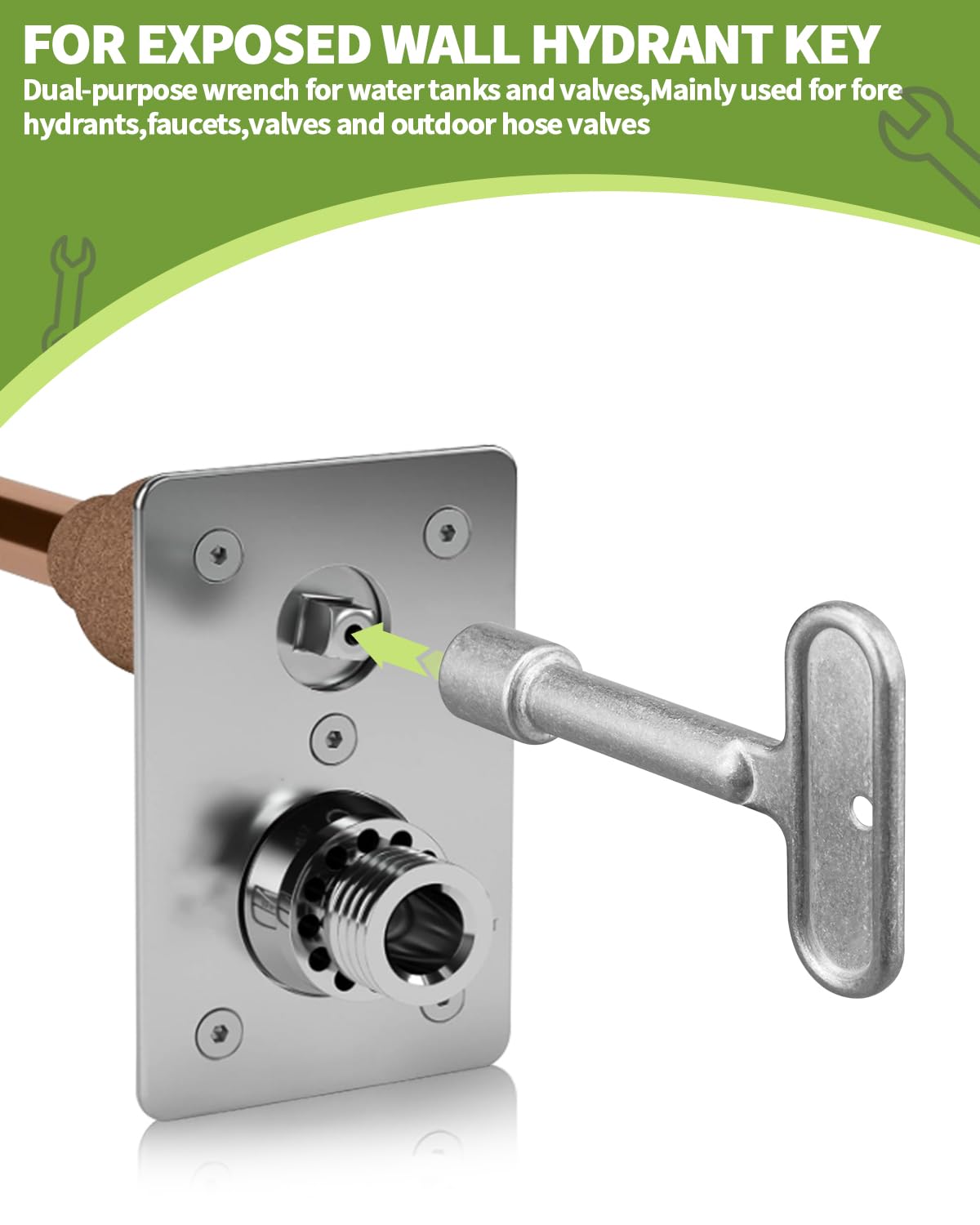 Klucz hydrauliczny 3/20.3 cm, kompatybilny z Zurn P1300-PART-13-KEY Z1300, narzędzie do odcinania klucza wodnego do hydrantu ściennego, blokada kranu zewnętrznego, zawory węża zewnętrznego, klucz do