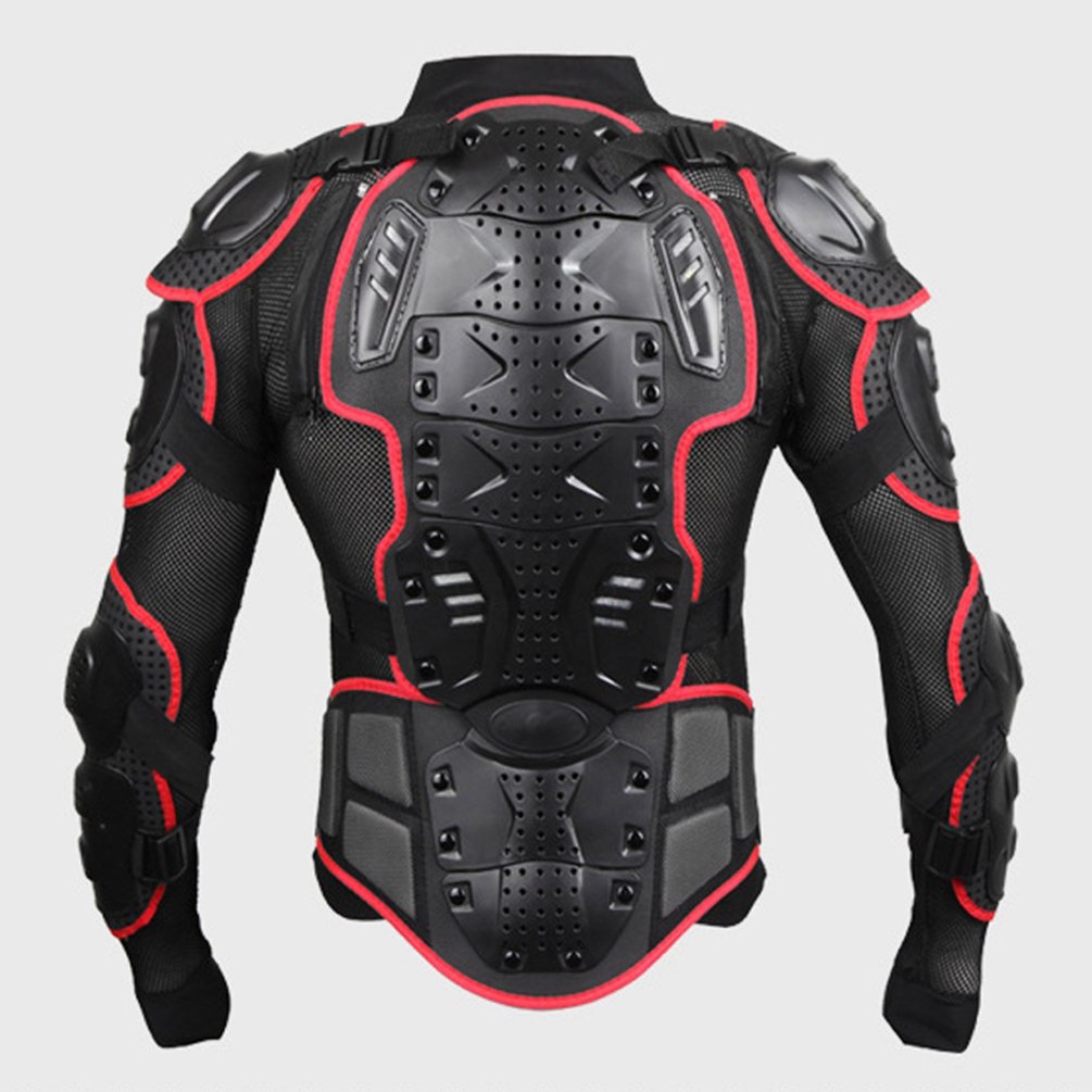 Veste de Moto Respirant Homme ou Femme Armure avec Protection Dorsale pour Blouson Motard Scooter VTT Enduro (Noir Rouge, XL)