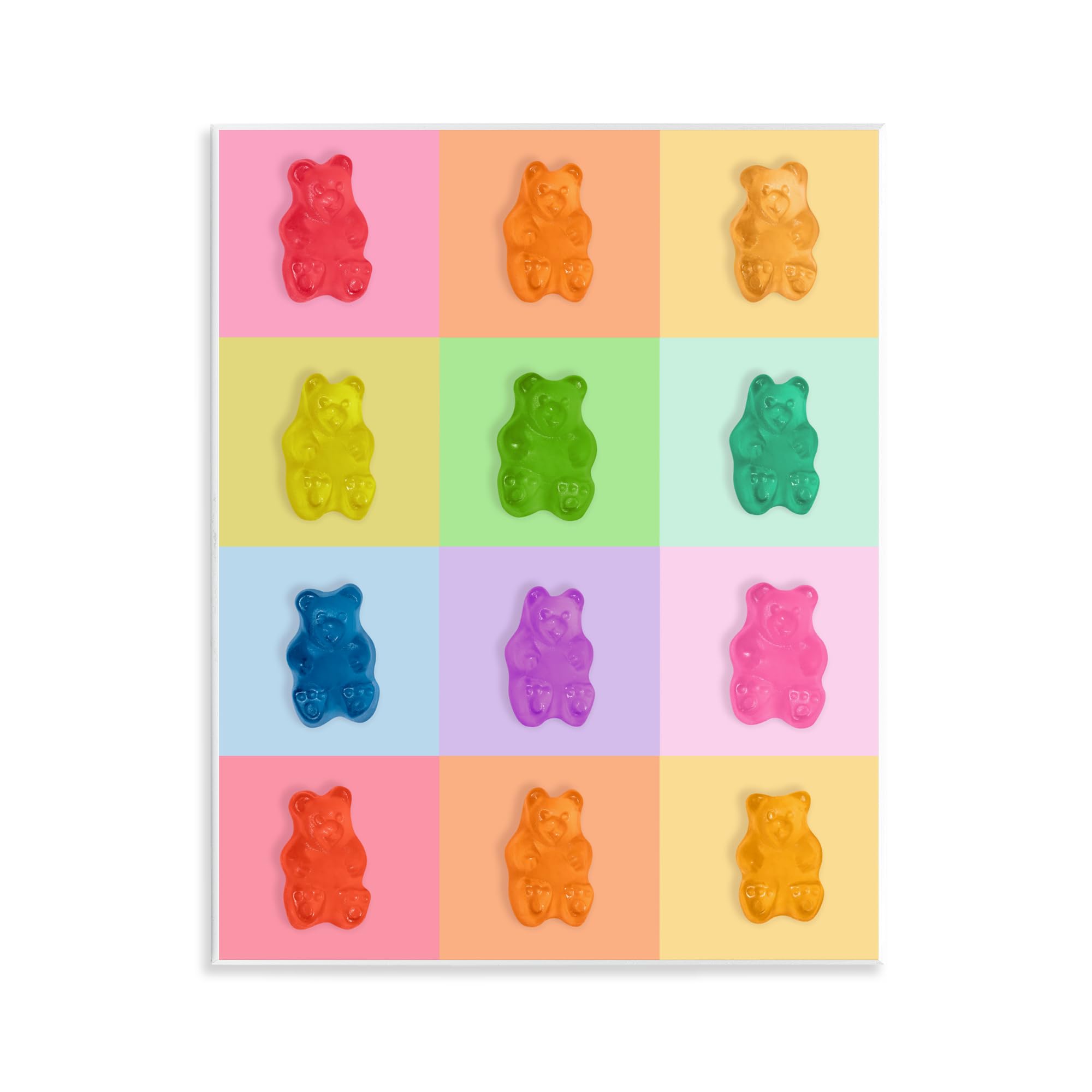 Placa de pared con diseño de oso de gomitas de arcoíris, 27,9 x 35,5 cm