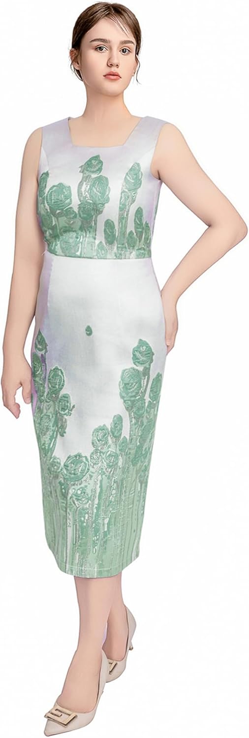 Geenlinm FASHlON Women's Dress Church Suits 2 Piece Jacquard Embroidery Jacket Church Set Plus Size Formal Attire