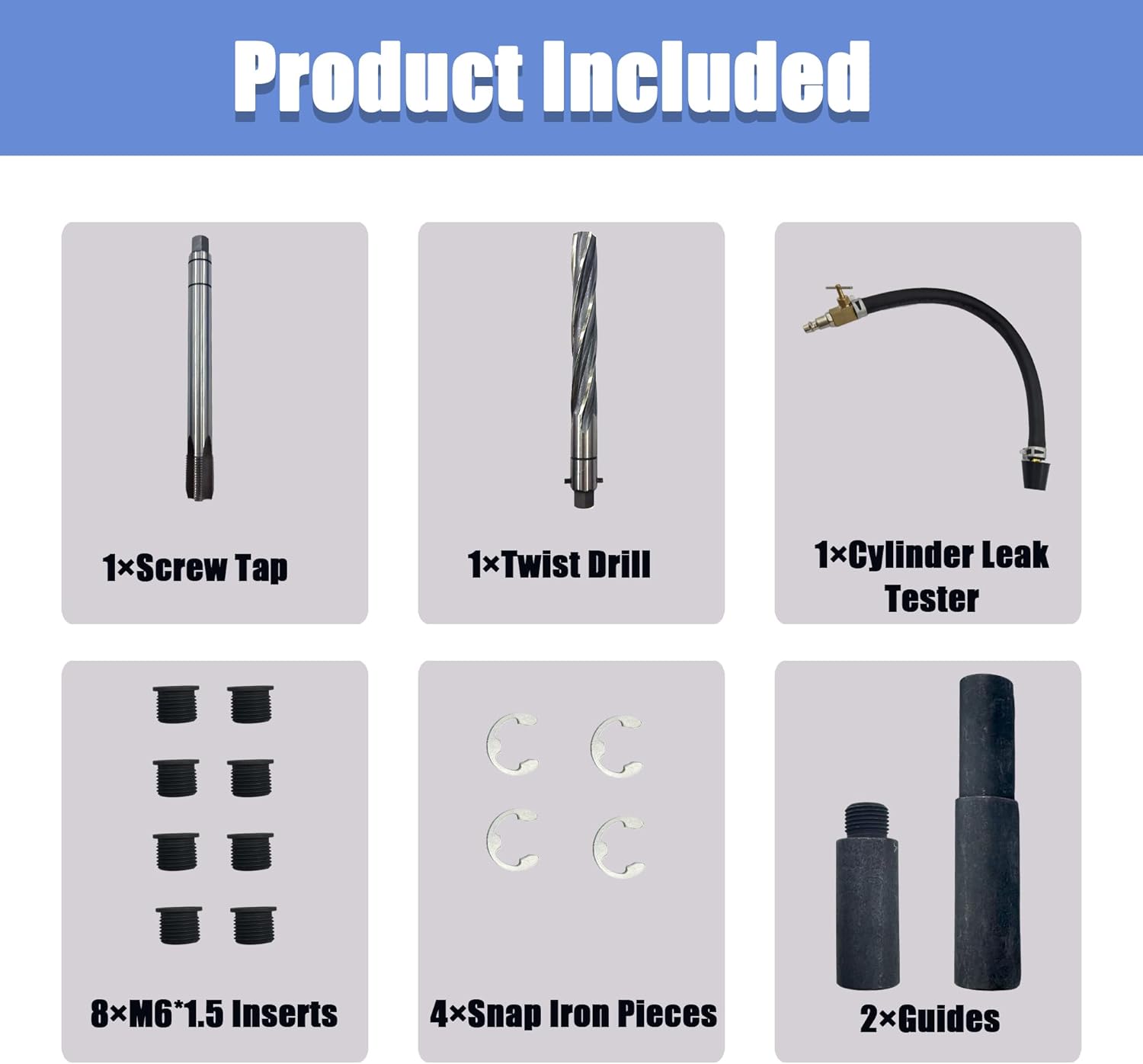 39300 M16x1.5 3 Valve Sparkplug Insert Repair Kit Compatible with Ford Triton 2004-2008 3 Valve 4.6L, 5.4L and 6.8L Engines, Repairing Spark Plug Threads in Cylinder