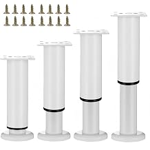 4Pcs White Adjustable 9.64-16.6 Inch Metal Furniture Legs for Cabinet Sofa