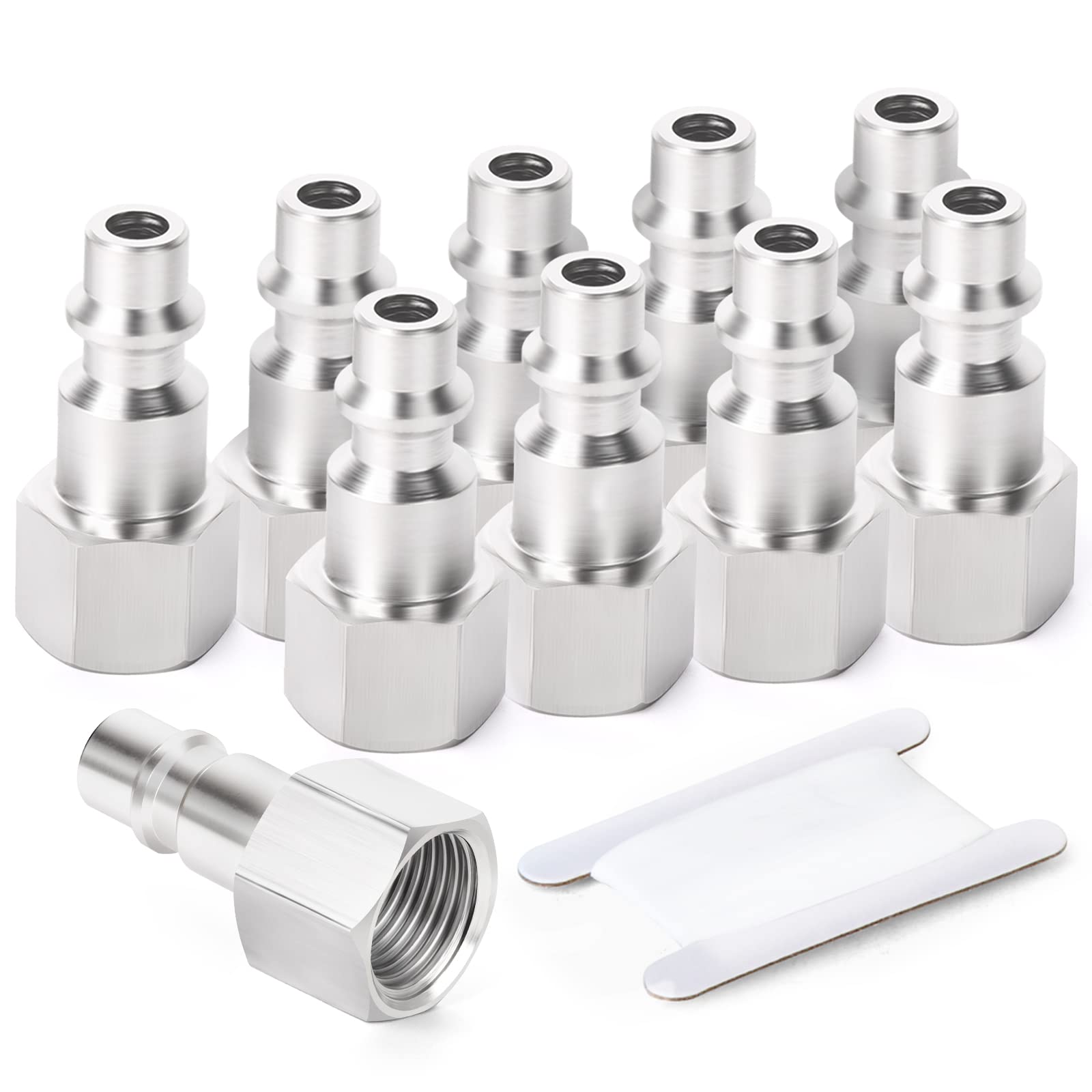 GASHER 10PCS 1/4-Inch NPT Female Industrial Air Tool Fitting, 3/8-Inch High Flow Pneumatic Plugs Max Working Pressure 300PSI
