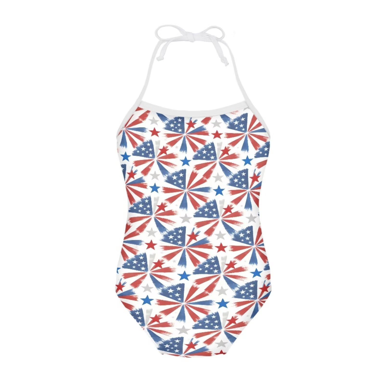 Girls One Piece Swimsuit Beach Bathing Suit Toddler Floral Halter Straps Swimwear for 1-10 Years